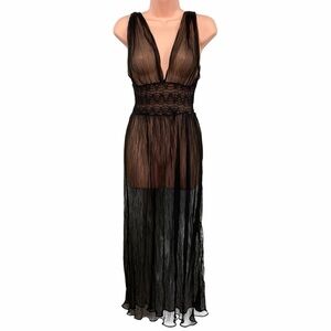Vintage Sheer Black Maxi Nightgown or Slip Dress